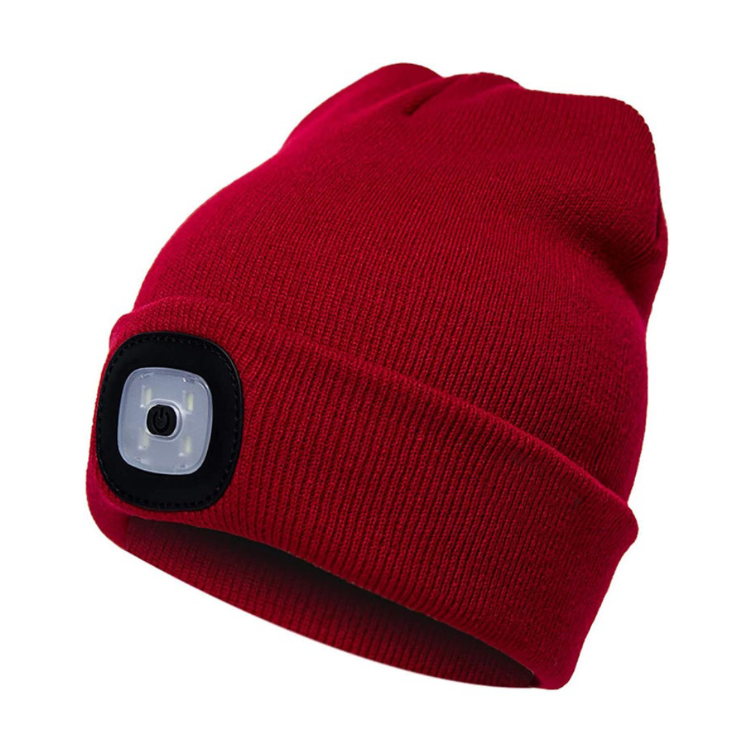 LED Headlamp Beanie - Rechargeable Hands-Free Lighted Winter Hat
