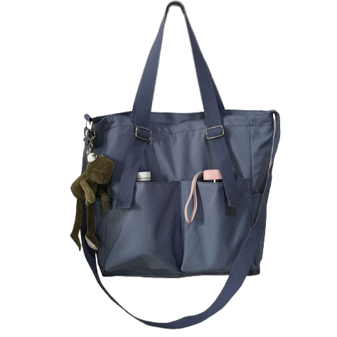 Women's Waterproof Nylon Tote Bag with Exterior Pockets