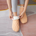 Women's Cable-Knit Slipper Socks Fleece-Lined Non-Slip
