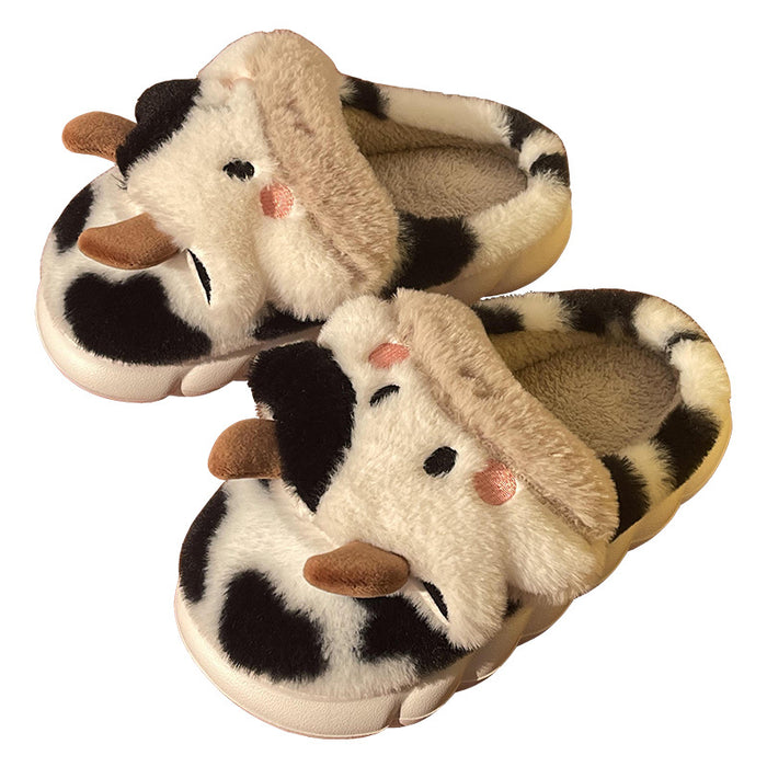 Phoebe | Fluffy cow slippers with plush lining and grippy sole