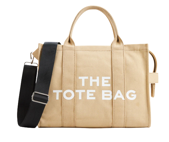 Women's Canvas Tote Bag with Crossbody Strap and Logo
