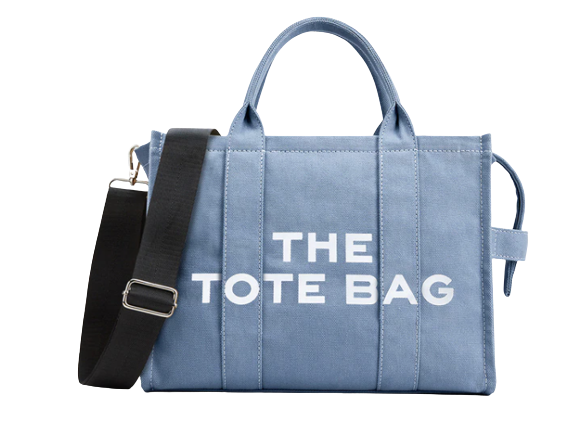 Women's Canvas Tote Bag with Crossbody Strap and Logo