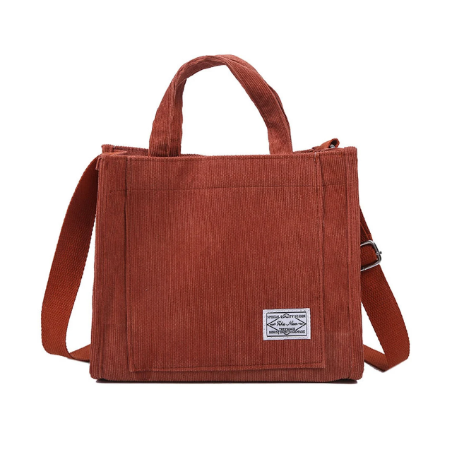 Women's Corduroy Tote Bag with Crossbody Strap