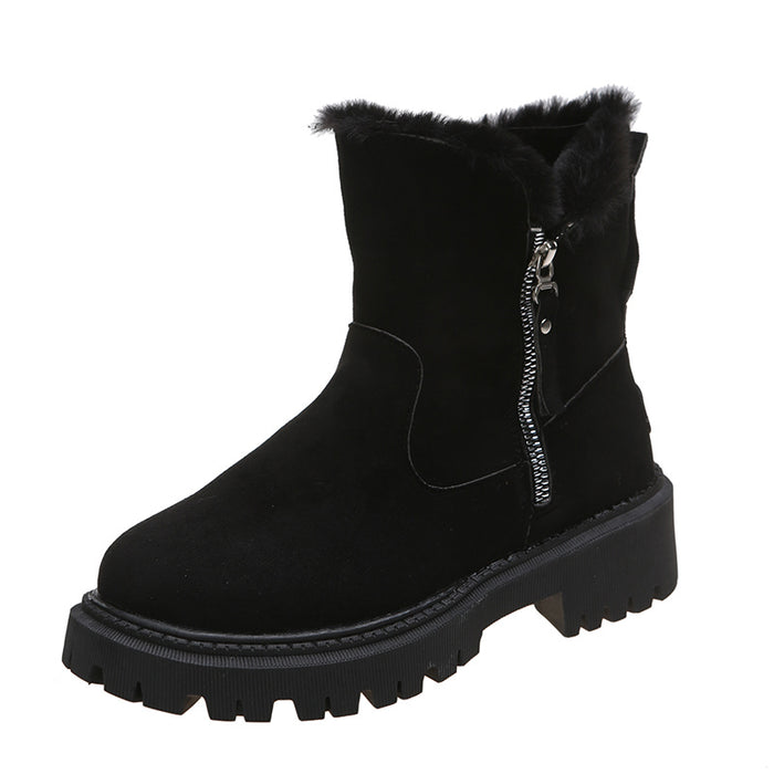 Lottie | Thick plush faux suede snow boots with chunky grip sole