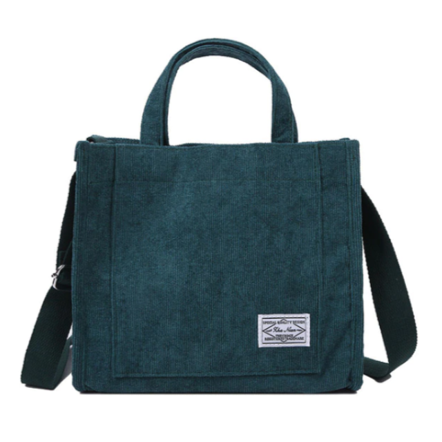Women's Corduroy Tote Bag with Crossbody Strap