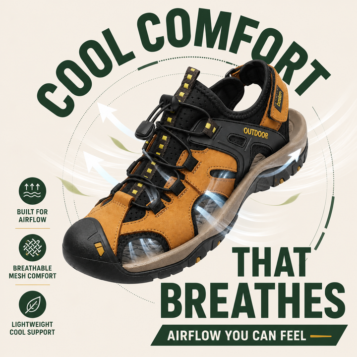 StrideGuard Men’s Closed-Toe Orthopedic Sandals