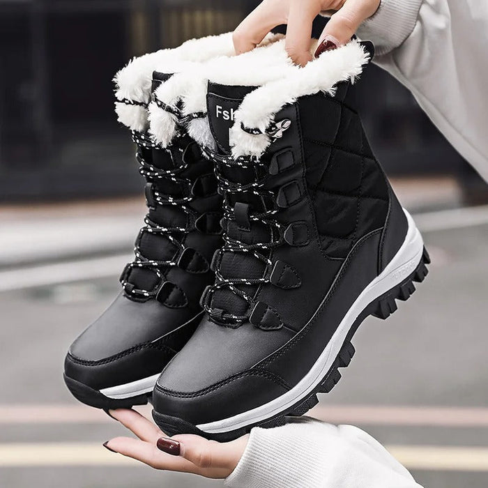 Women's Waterproof Fleece-Lined Winter Boots Lace-Up