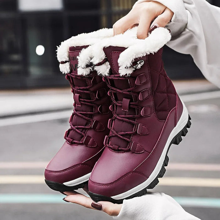 Women's Waterproof Fleece-Lined Winter Boots Lace-Up