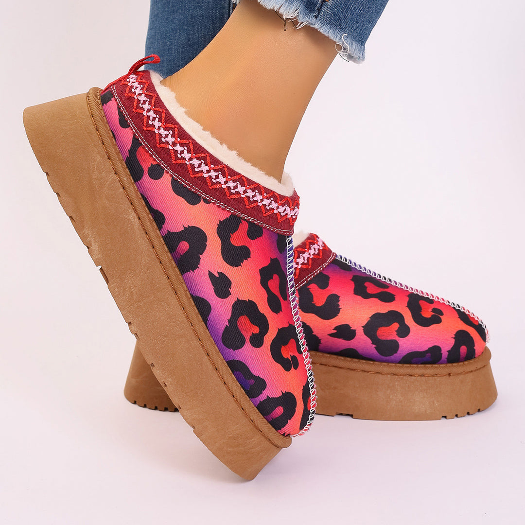 Christmas print platform ankle boots