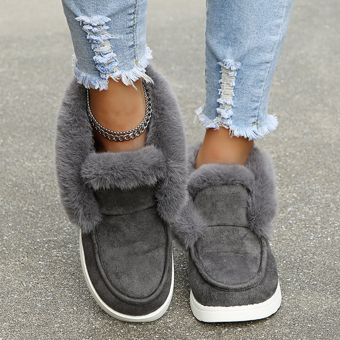 Women's suede-look snow boots with warm faux fur lining