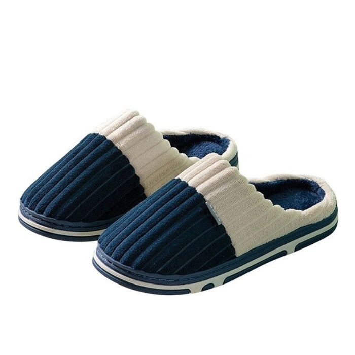 Women's Ribbed House Slippers with Plush Lining