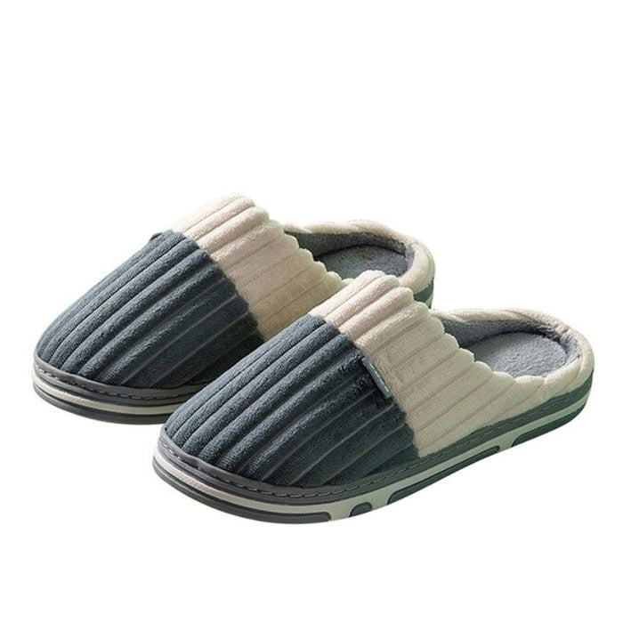 Women's Ribbed House Slippers with Plush Lining