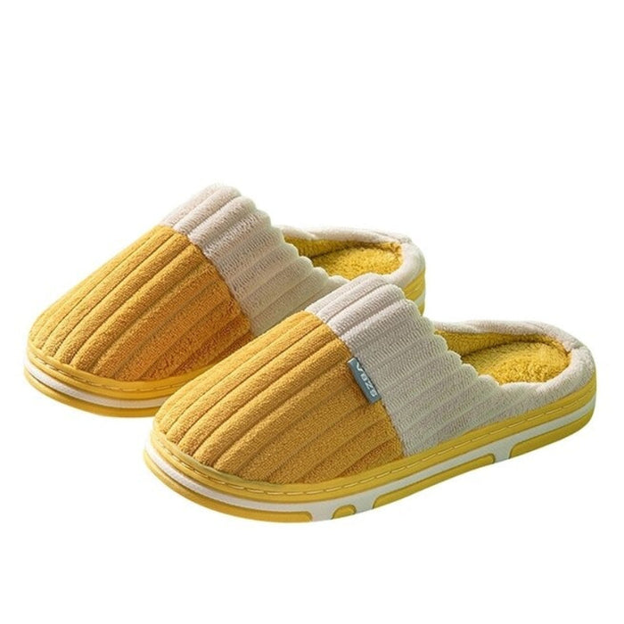 Women's Ribbed House Slippers with Plush Lining