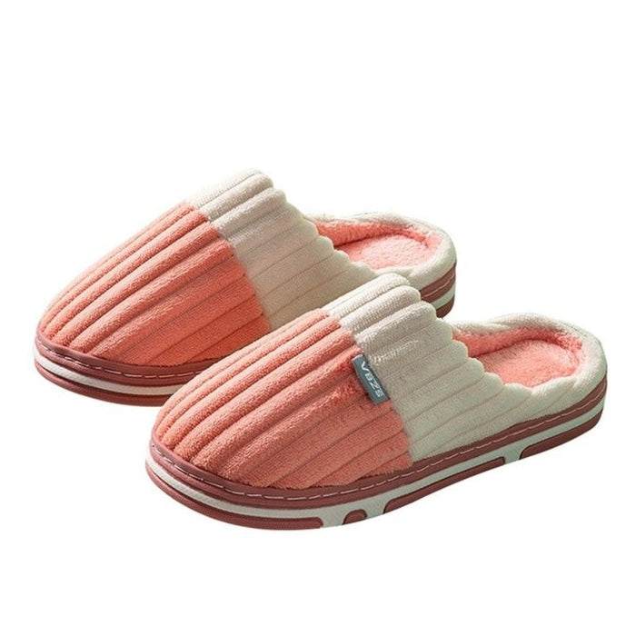 Women's Ribbed House Slippers with Plush Lining