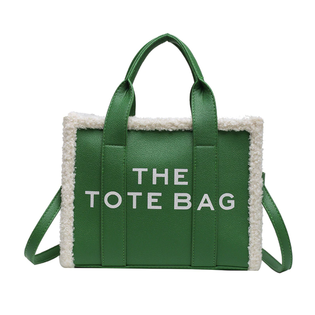 Women's Sherpa Trim Tote Bag with Crossbody Strap