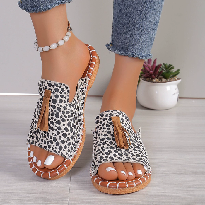 Women's Monogram Sandals Open Toe Slip-On Flat