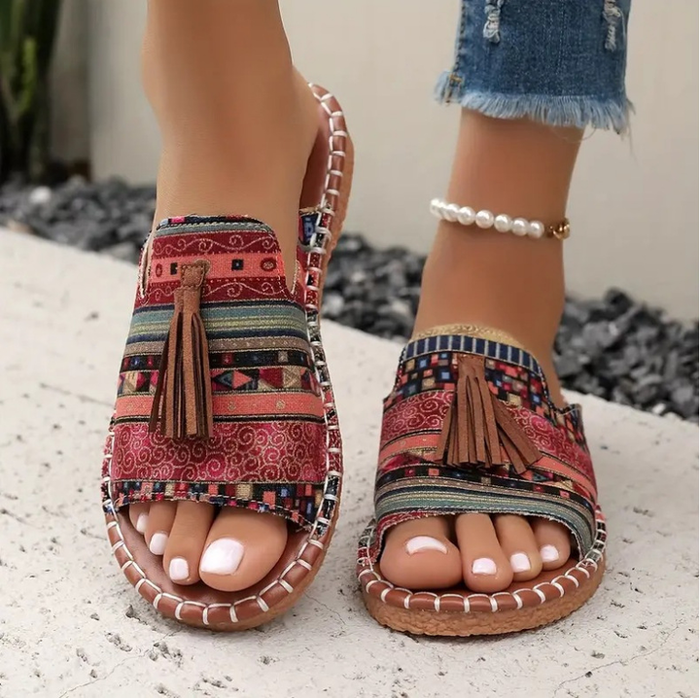 Women's Monogram Sandals Open Toe Slip-On Flat