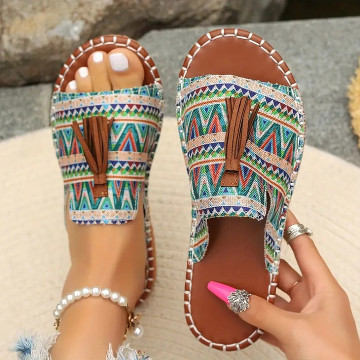 Women's Monogram Sandals Open Toe Slip-On Flat