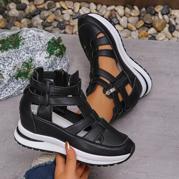 Women's High-Top Platform Sandals with Zip Closure