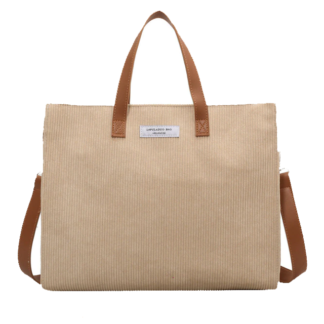 Women's Corduroy Tote Bag with Shoulder Strap