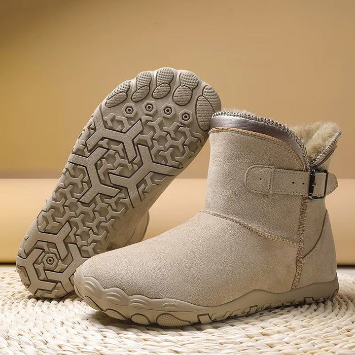 Women's Fleece-Lined Ankle Boots with Buckle Detail