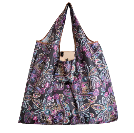 Women's Foldable Shopping Tote Bag with Cartoon Print