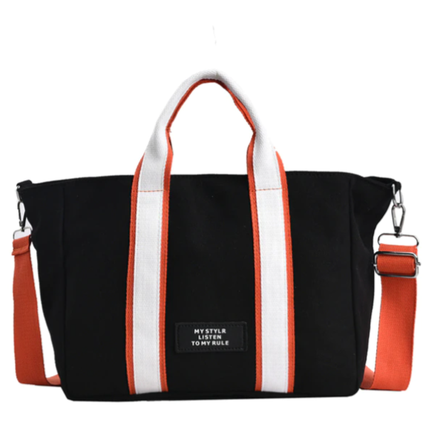Women's Canvas Tote Bag with Crossbody Strap and Top Handles