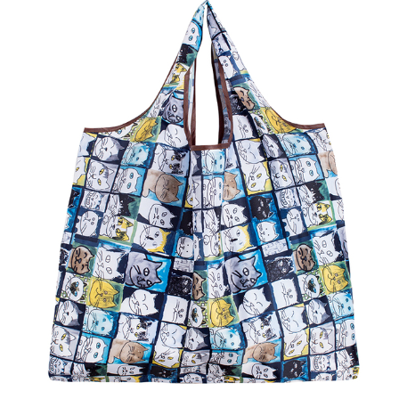 Women's Foldable Shopping Tote Bag with Cartoon Print