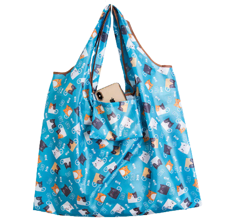 Women's Foldable Shopping Tote Bag with Cartoon Print