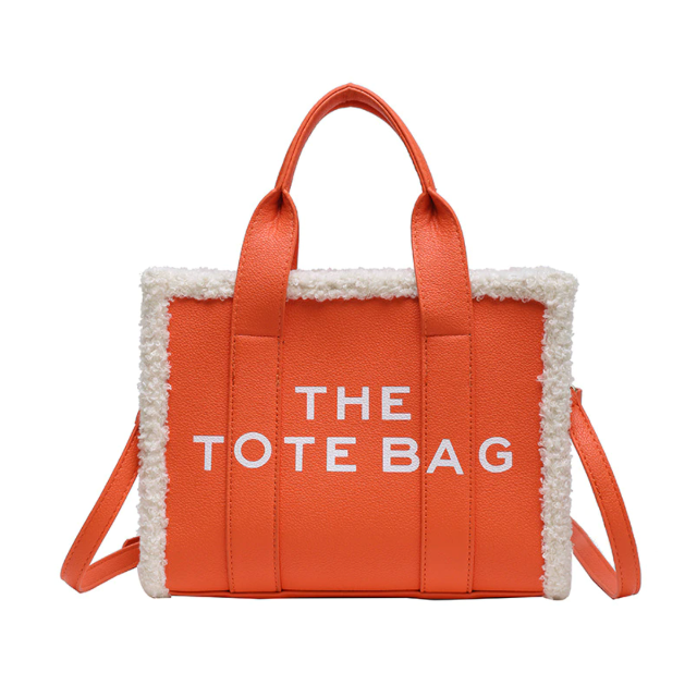 Women's Sherpa Trim Tote Bag with Crossbody Strap