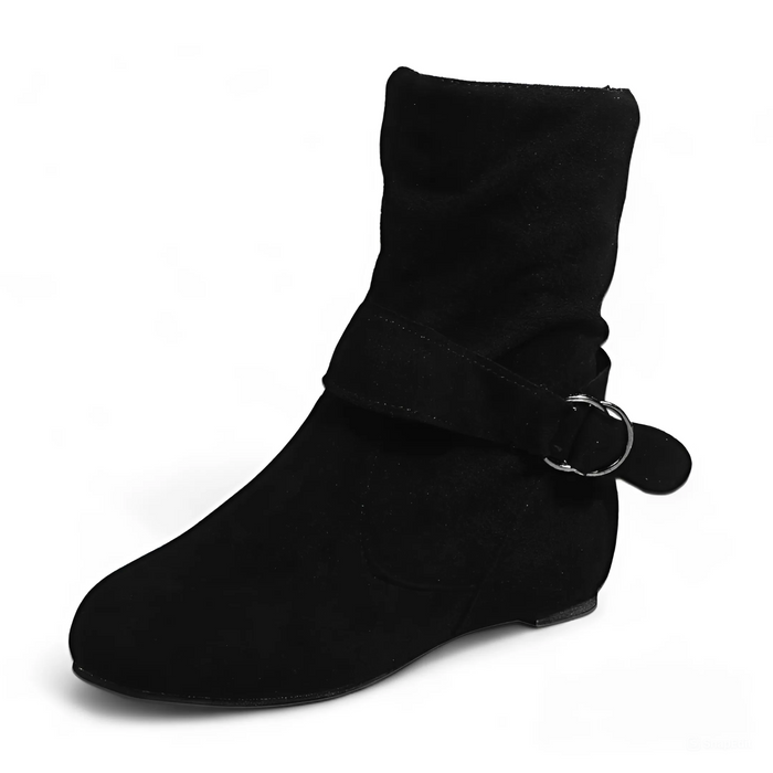 Women's Slouch Boots with Buckle Detail and Side Zip