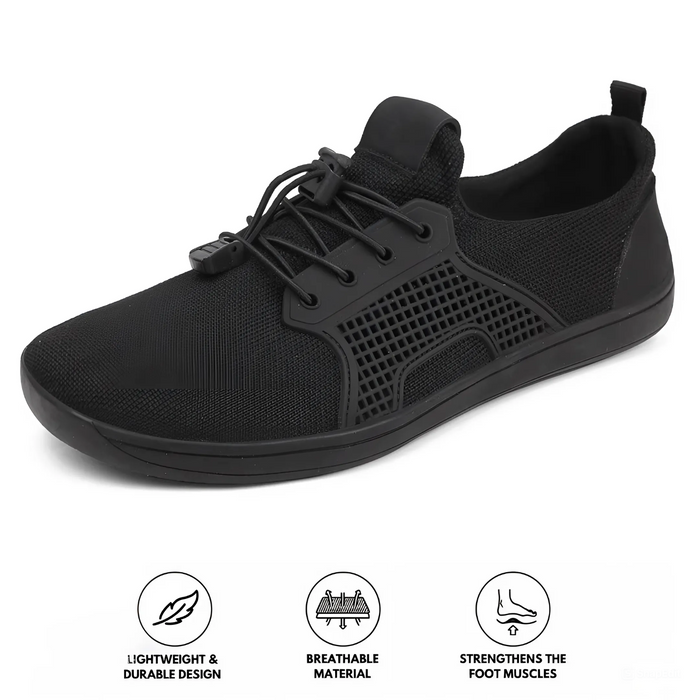 Men's Barefoot Trainers Lace-Up Mesh with Rubber Sole