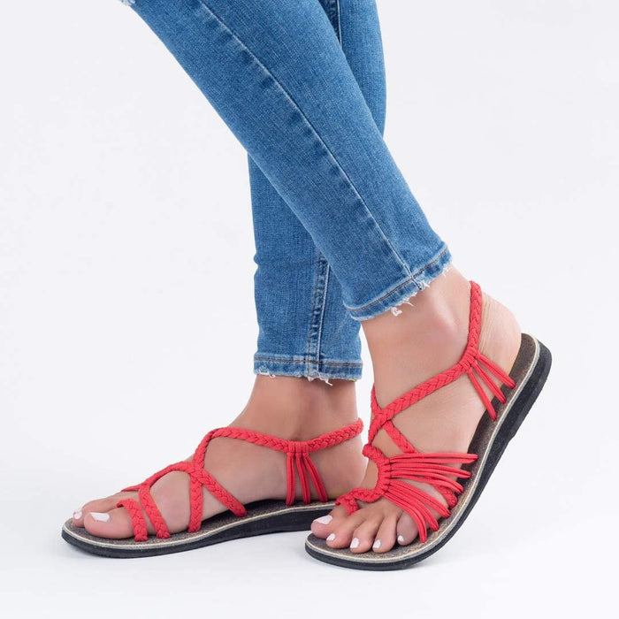 Women's Braided Strappy Sandals with Flat Sole