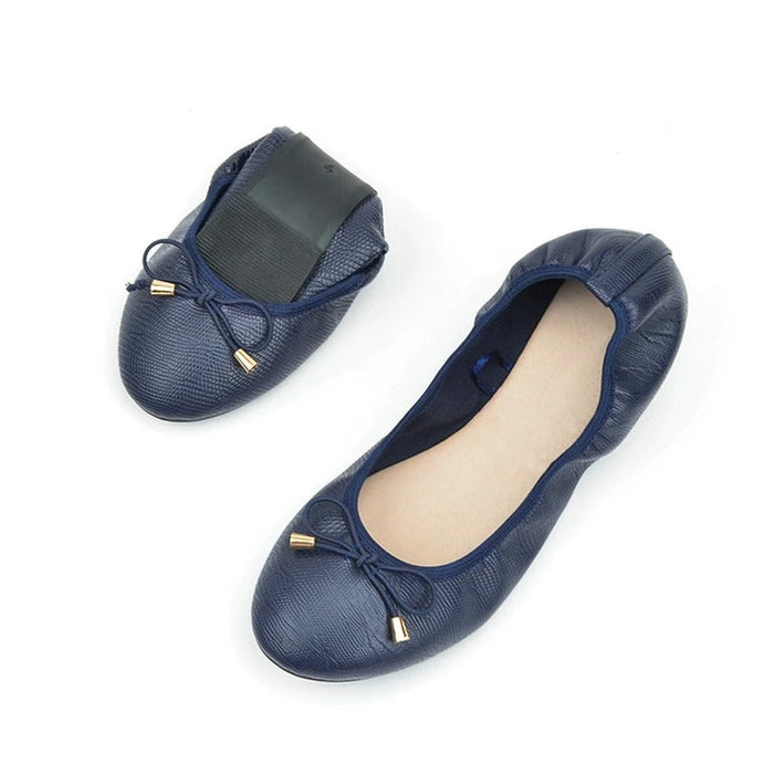 Women's Ballet Flats Elasticated Round Toe Bow Detail