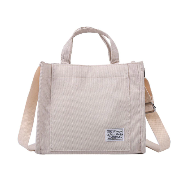 Women's Corduroy Tote Bag with Crossbody Strap